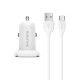 Автомобільний зарядний пристрій BOROFONE BZ12 double port in-car charger set with Type-C White