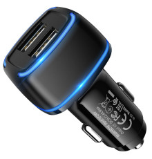 Автомобільний зарядний пристрій BOROFONE BZ14 Max dual port ambient light car charger Black