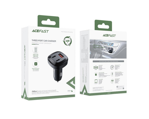 Автомобільний зарядний пристрій ACEFAST B3 66W(USB-C+USB-C+USB-A) three-port metal car charger