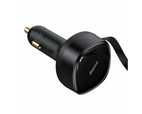 Автомобільний зарядний пристрій Baseus Enjoyment Retractable 2-in-1 Car Charger C+L 30W Black