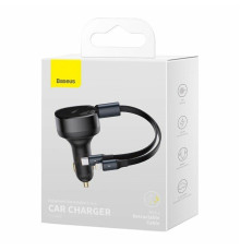 Автомобільний зарядний пристрій Baseus Enjoyment Retractable 2-in-1 Car Charger C+L 30W Black