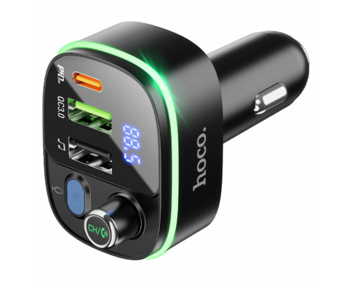 АЗП з FM-модулятором HOCO E62 Fast PD20W+QC3.0 car BT FM transmitter Black