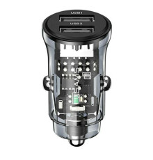 АЗП Usams US-CC162 C31 15W Transparent Dual USB A+A Mini Car Charger