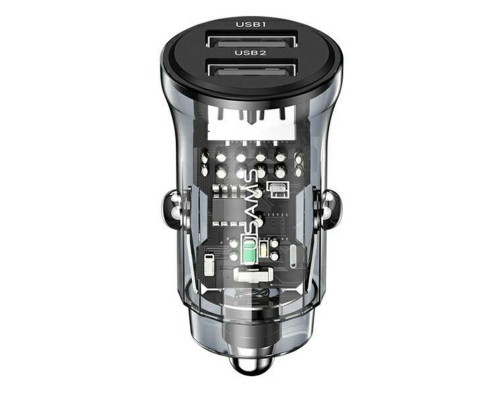 АЗП Usams US-CC162 C31 15W Transparent Dual USB A+A Mini Car Charger