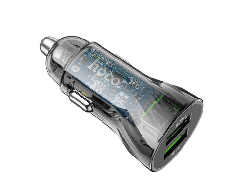 Автомобільний зарядний пристрій HOCO Z47 Transparent Discovery Edition dual port QC3.0 18W (Micro) Transparent Black