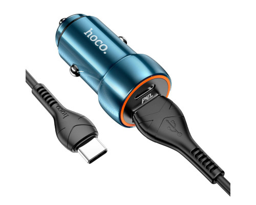 Автомобільний зарядний пристрій HOCO Z46A Blue whale PD20W+QC3.0 car charger set(Type-C) Sapphire Blue