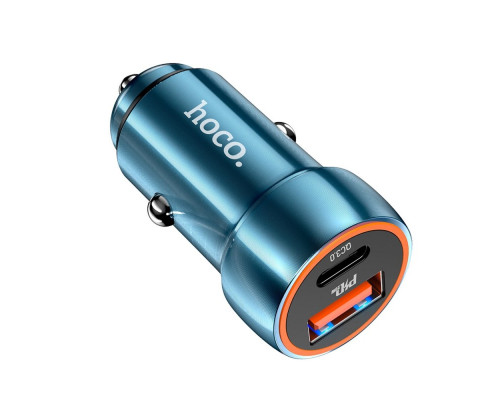 Автомобільний зарядний пристрій HOCO Z46A Blue whale PD20W+QC3.0 car charger set(Type-C) Sapphire Blue