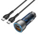 Автомобільний зарядний пристрій HOCO NZ8 Sprinter 43W dual port PD25W+QC3.0 car charger set(Type-C to Type-C) Blue