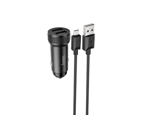 Автомобільний зарядний пристрій HOCO Z49 Level dual port car charger set(Micro) Black