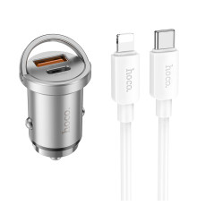 Автомобільний зарядний пристрій HOCO NZ10 Handy PD45W+QC3.0 car charger set(C to iP) Silver