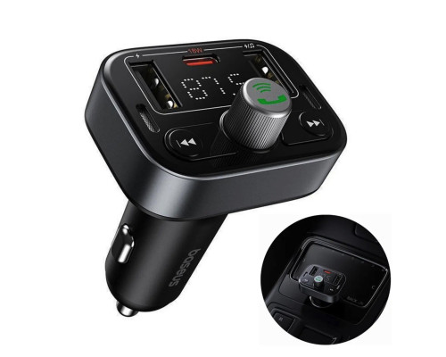 АЗП з FM-модулятором Baseus S-09 Pro Series Car FM Transmitter Cluster Black