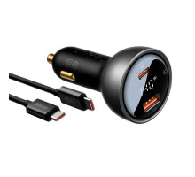 Автомобільний зарядний пристрій Baseus Digital Display PD3.1 Dual Fast Charger Car Charger U+C 140W Set Obsidian Black (With Superior Series Fast Char (CGZX070001)