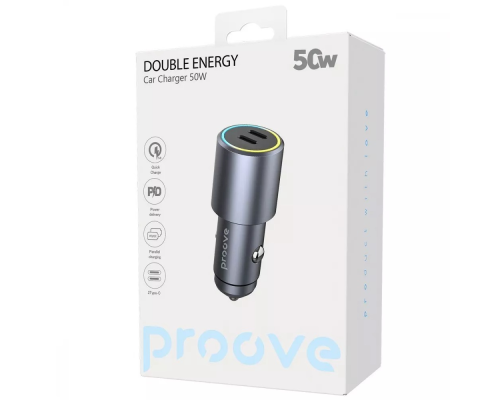 АЗП Proove Double Energy 50W 3A 2USB-C metal gray PLS-00-00138395