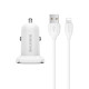 Автомобільний зарядний пристрій BOROFONE BZ12 double port in-car charger set with Lightning White