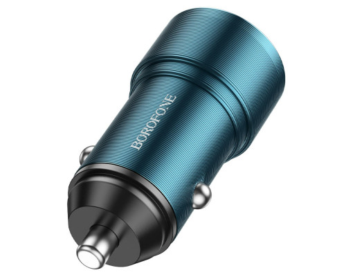 Автомобільний зарядний пристрій BOROFONE BZ19B Wisdom 36W dual port QC3.0 car charger Sapphire Blue