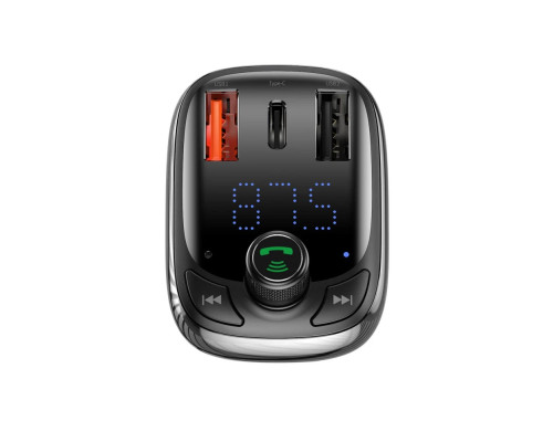 АЗП з FM-модулятором Baseus T Shaped S-13 Car Bluetooth MP3 Player (PPS Fast Charger Edition) Black