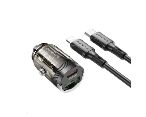 Автомобільний зарядний пристрій BOROFONE BZ29A Talented PD36W+QC3.0 car charger set(C to iP) Black