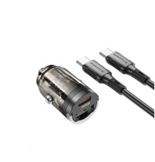 Автомобільний зарядний пристрій BOROFONE BZ29A Talented PD36W+QC3.0 car charger set(Type-C to Type-C) Black