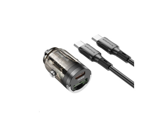 Автомобільний зарядний пристрій BOROFONE BZ29A Talented PD36W+QC3.0 car charger set(Type-C to Type-C) Black