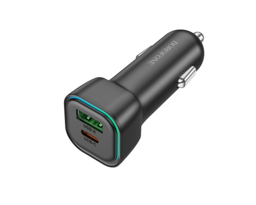 Автомобільний зарядний пристрій BOROFONE BZ28A Trophie PD30W+QC3.0 car charger Black (6941991110818)