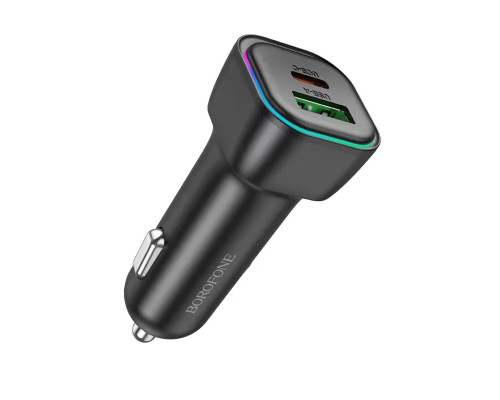 Автомобільний зарядний пристрій BOROFONE BZ28A Trophie PD30W+QC3.0 car charger Black (6941991110818)