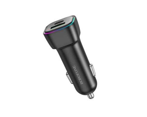 Автомобільний зарядний пристрій BOROFONE BZ28A Trophie PD30W+QC3.0 car charger Black (6941991110818)