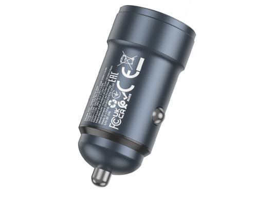 Автомобільний зарядний пристрій HOCO Z57 Glorious single-port PD30W car charger Metal Gray (6942007633048)