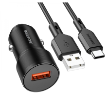 АЗП Borofone BZ19A Wisdom 18W 3A 1USB-A з кабелем Type-C black PLS-00-00113674