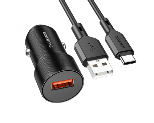 АЗП Borofone BZ19A Wisdom 18W 3A 1USB-A з кабелем Type-C black PLS-00-00113674