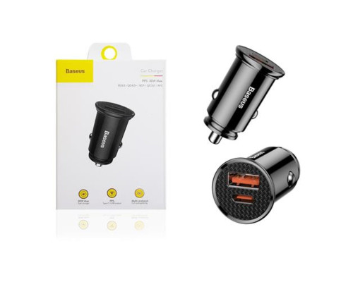 Автомобільний зарядний пристрій Baseus Circular Plastic A+C 30W Black (CCALL-YS01)