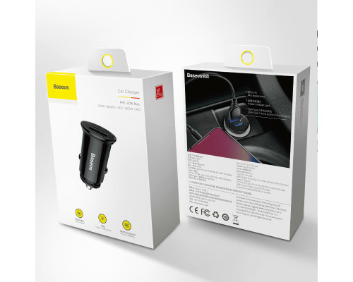 Автомобільний зарядний пристрій Baseus Circular Plastic A+C 30W Black (CCALL-YS01)