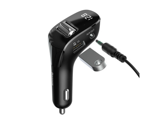 АЗП з FM-модулятор Baseus Streamer F40 AUX wireless MP3 car charger Black