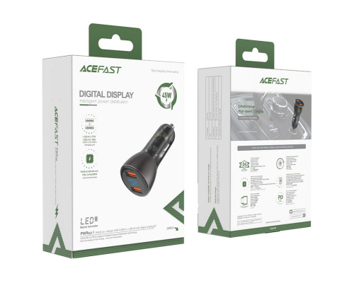 Автомобільний зарядний пристрій ACEFAST B7 metal 45W (USB-A + USB-A) with digital display