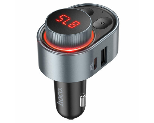 АЗП з FM-модулятором HOCO E72 Alegria PD30W car BT FM transmitter Metal Gray