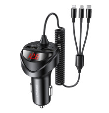 АЗП Usams US-CC119 C22 3.4A Dual USB Car Charger With 3IN1 Spring Cable Black