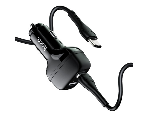 Автомобільний зарядний пристрій HOCO Z36 Leader dual port car charger set(Type-C) Black