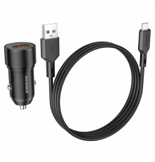 Автомобільний зарядний пристрій BOROFONE BZ19A Wisdom single port QC3.0 car charger set(Micro) 18W Black