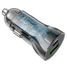 Автомобільний зарядний пристрій HOCO Z47A Transparent Discovery Edition dual port PD30W+QC3.0 car charger set(C to iP) Transparent Black