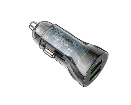 Автомобільний зарядний пристрій HOCO Z47 Transparent Discovery Edition dual port QC3.0 18W Transparent Black