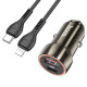 Автомобільний зарядний пристрій HOCO Z46A Blue whale PD20W+QC3.0 car charger set(C to iP) Metal Gray