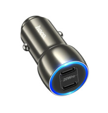 Автомобільний зарядний пристрій HOCO Z48 Tough 40W dual port(2C) car charger Metal Gray