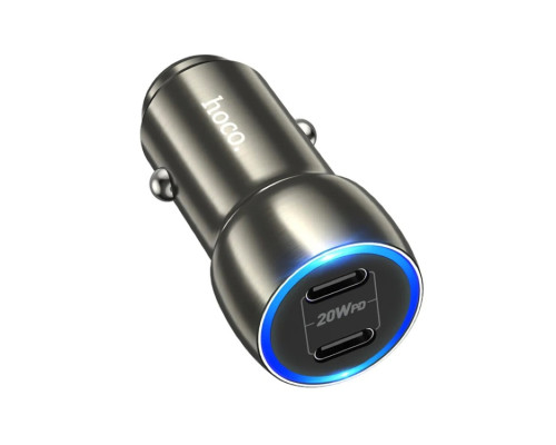 Автомобільний зарядний пристрій HOCO Z48 Tough 40W dual port(2C) car charger Metal Gray