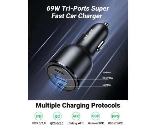 Автомобільний зарядний пристрій UGREEN CD239 Car Charger 69W Max (Black) (UGR-20467)