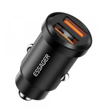 Автобільний зарядний пристрій ESSAGER Gyroscope Mini Charger USB-A + USB-A 30W Black