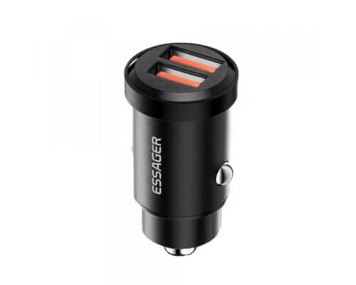 Автобільний зарядний пристрій ESSAGER Gyroscope Mini Charger USB-A + USB-A 30W Black