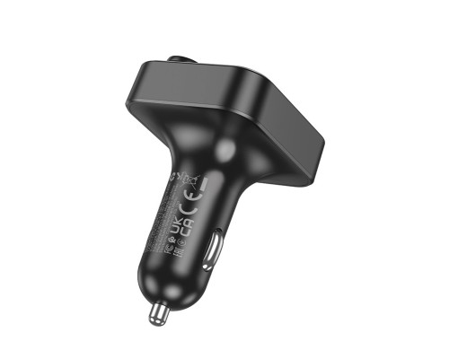 АЗП з FM-модулятором HOCO E85 Tiger PD20W+QC3.0 car BT FM transmitter Black (6942007634304)