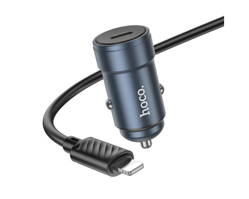 Автомобільний зарядний пристрій HOCO Z57 Glorious single-port PD30W car charger set (C to iP) Metal Gray (6942007633062)