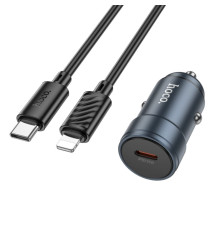 Автомобільний зарядний пристрій HOCO Z57 Glorious single-port PD30W car charger set (C to iP) Metal Gray (6942007633062)