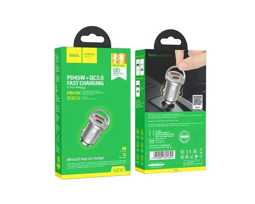 АЗП Hoco NZ10 45W 3A USB-A+USB-C gray PLS-00-00170676