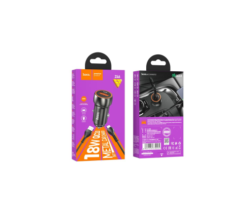 АЗП Hoco Z46 18W 3A 1USB-A з кабелем Micro USB sapphire-blue PLS-00-00113705